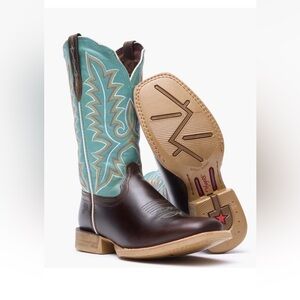 Durango Lady Rebel Pro Women's Bay Brown Arctic Blue Western Boots,size 6.5,BNWT